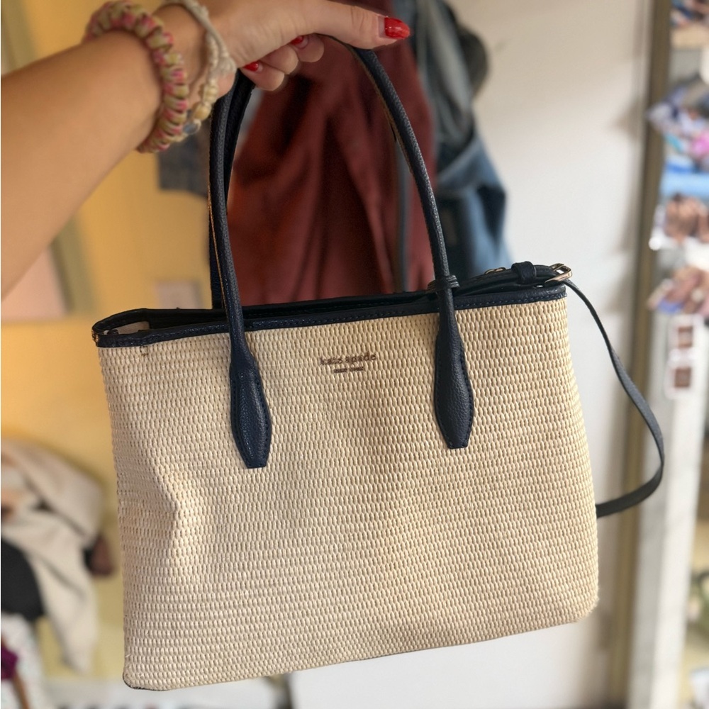 Elegant Cream and Navy Handbag